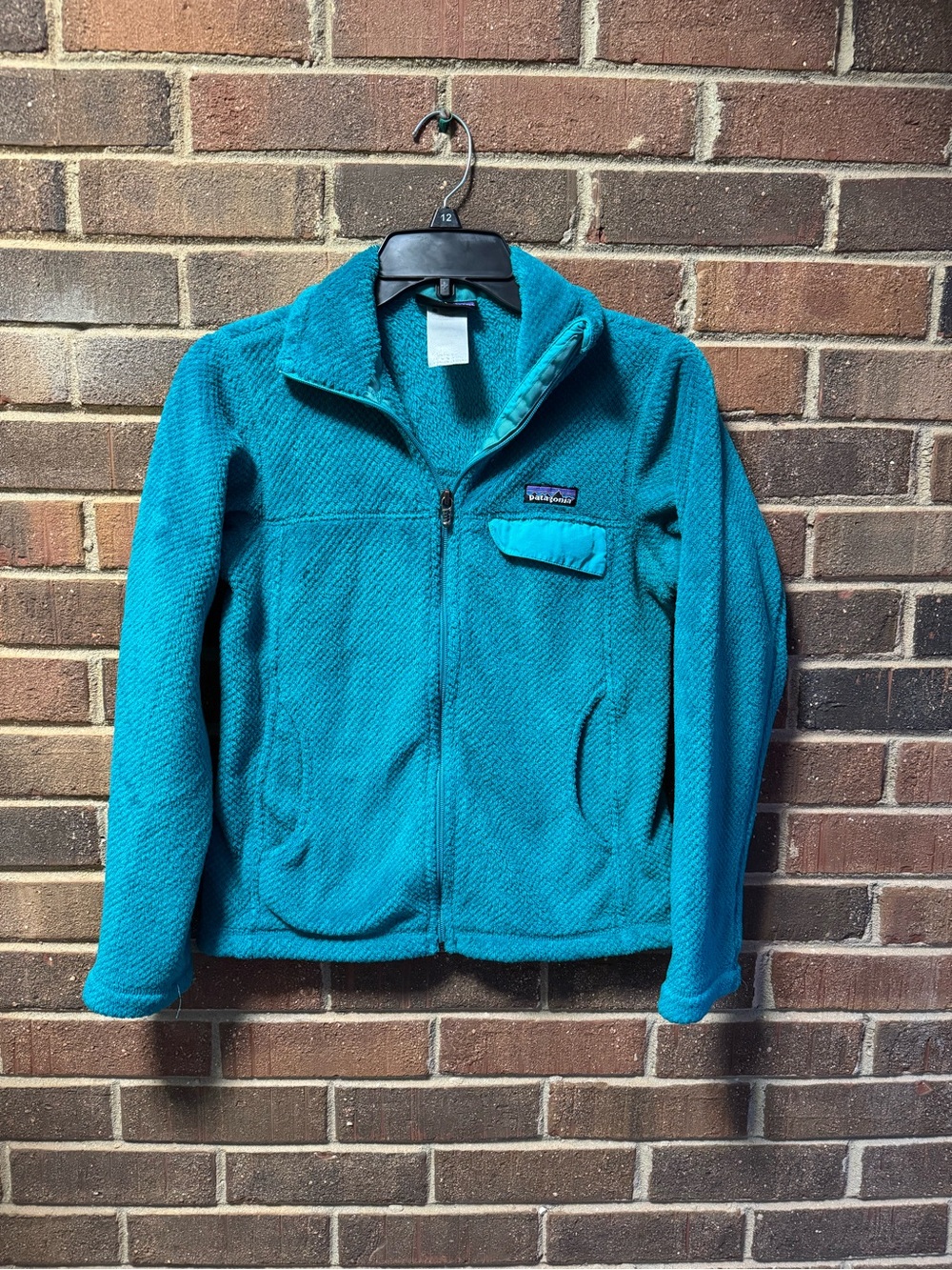 Patagonia Kids Teal Full-Zip Fleece Jacket with Chest Pocket